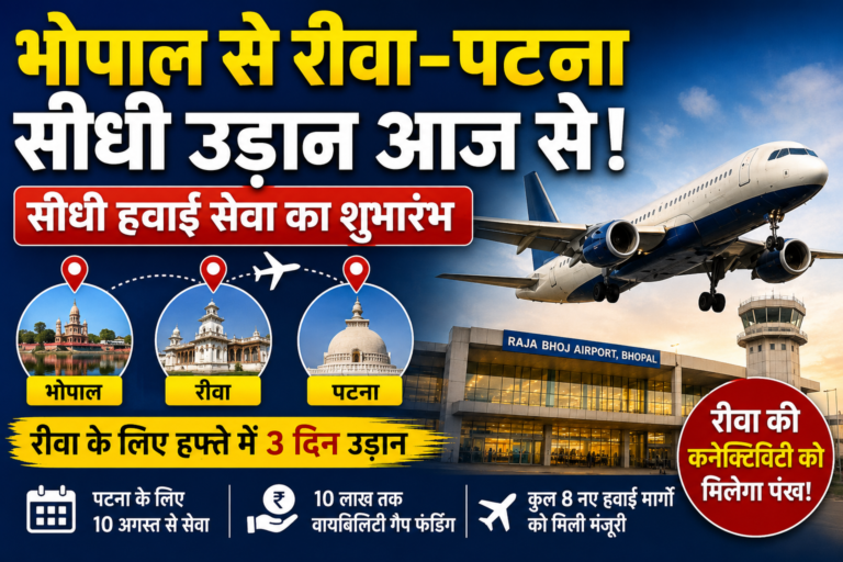 भोपाल से रीवा-पटना के लिए सीधी उड़ान आज से, हवाई कनेक्टिविटी को मिलेगा बड़ा बढ़ावा
