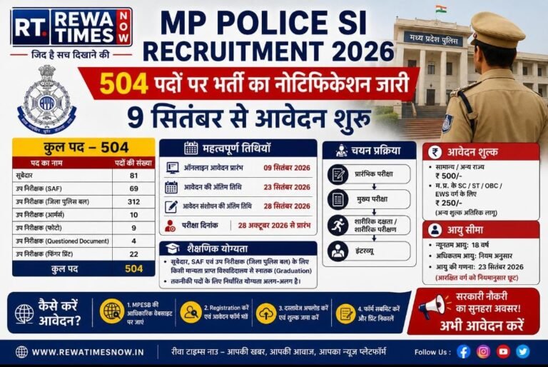 MP Police SI Recruitment 2026 Notification Out – Apply Online for 507 Subedar & Sub Inspector Posts MP Police SI Recruitment 2026 Notification Out